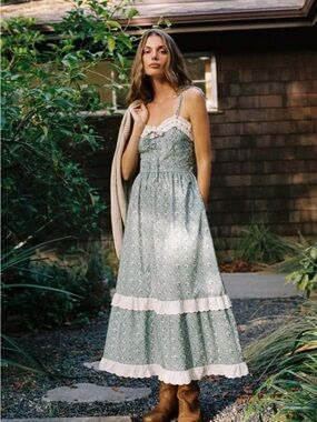 Christy Dawn Emma Dress in Teal Trellis